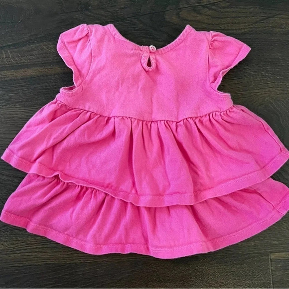 Gymboree tiered ruffle pink top girls size 12-18 month shirt with navy white bow - Picture 4 of 4